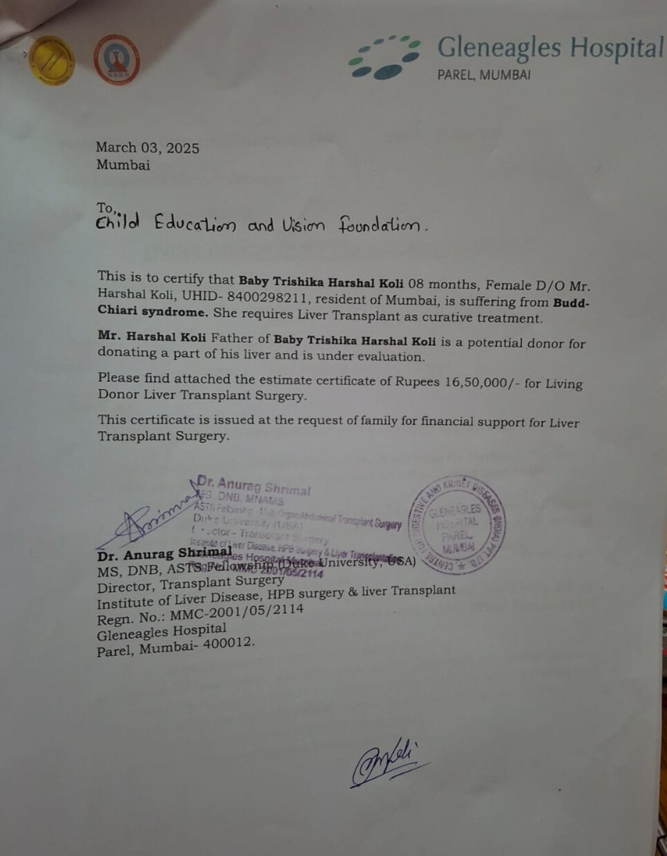 Verified document for Trishika